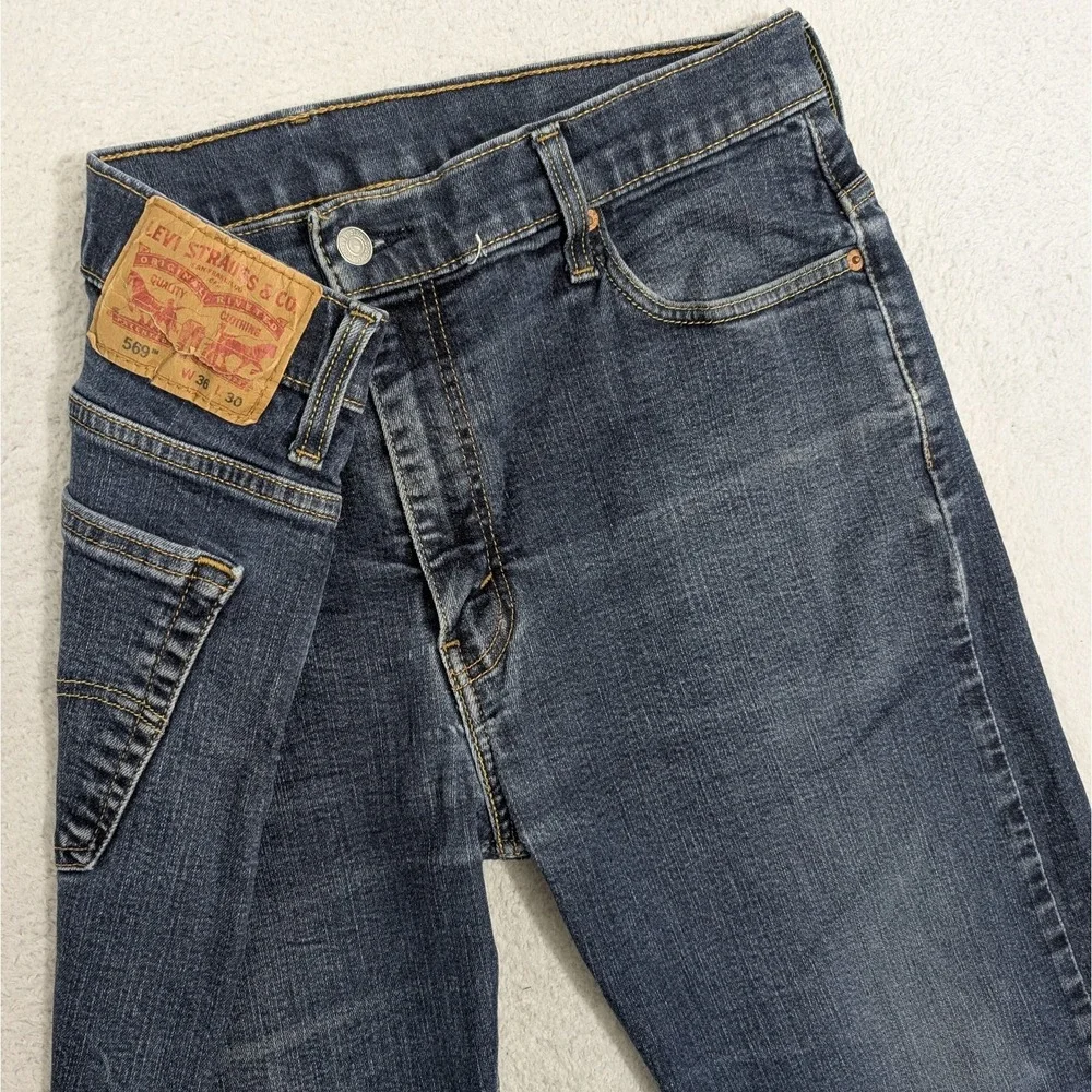 Levi's 569 Straight Jeans Men's 36x30 Dark Wash Comfort Baggy Stretch‎